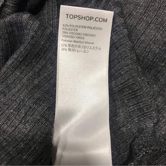 Topshop Charcoal Grey Ribbed Cropped Top - Picture 9 of 10